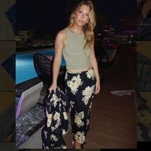 Vintage matching tropical print midi skirt and blazer set